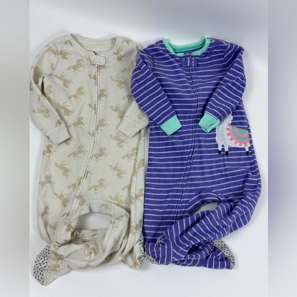 Toddler Girls Pajama Mix Lot of 3 w/ Rudolf bottoms